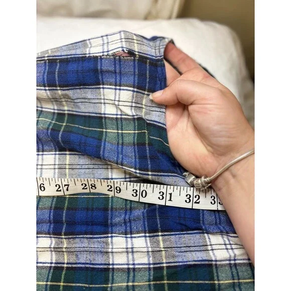 Vintage 90s Eskimo Joe’s Stillwater Womens XL Plaid Flannel Nightshirt Blue - Picture 10 of 11